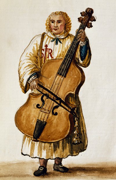 Muzyk uliczny, Giovanni Grevembroch. Włochy autorstwa Jan van Grevenbroeck