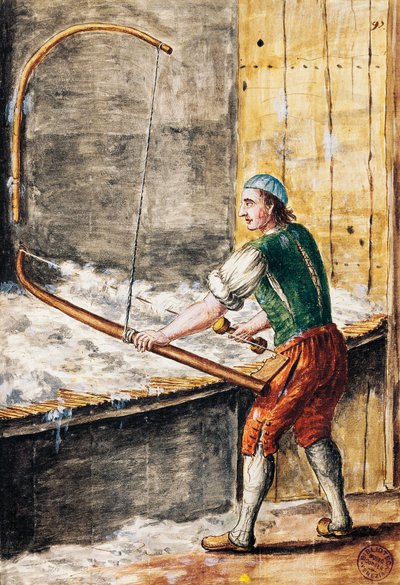 Przędza do bawełny, ilustracja z Ilustrowanej księgi strojów weneckich, Jan Grevenbroeck (1731-1807), akwarela, Włochy autorstwa Jan van Grevenbroeck