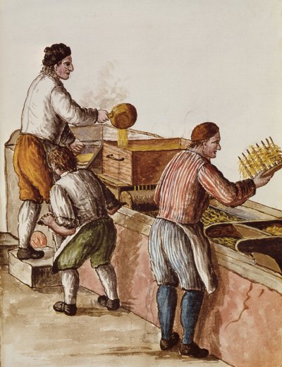 Rafineria Wosków Weneckich (pióro, atrament i toaleta na papierze) autorstwa Jan van Grevenbroeck