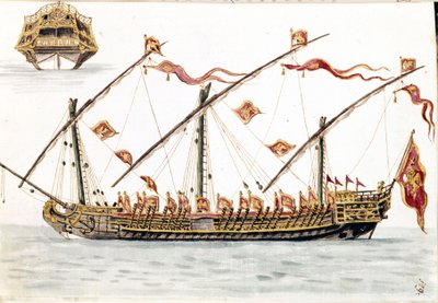Galesus wenecki. Rysunek akwarelowy i tusz z rękopisu „Zwyczajności Wenecjan” Jana van Grevenbroecka (lub Giovanniego Grevembrocha (Grevenbrocha) (1731-1807) autorstwa Jan van Grevenbroeck