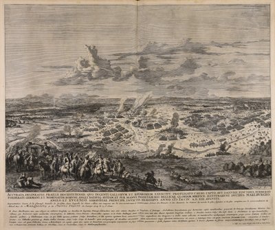 Accurata delineatio praelii Hochstetensis quo ingenti Gallorum et Bavarorum exercitu profligato caeso capto ...  Dokładne przedstawienie słynnej bitwy pod Hochstet ... autorstwa Jan van Huchtenburgh