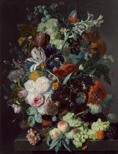Martwa natura z kwiatami i owocami, ok. 1715 autorstwa Jan van Huysum