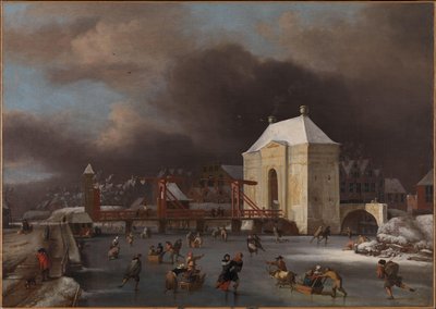 Widok Heiligewegspoort w Amsterdamie, ok. 1660-80 (olej na płótnie) autorstwa Jan van III Kessel