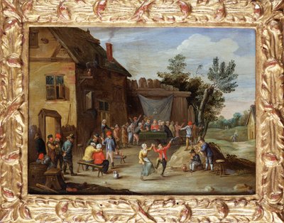 Uczta weselna na dziedzińcu wiejskiej karczmy autorstwa Jan van Kessel