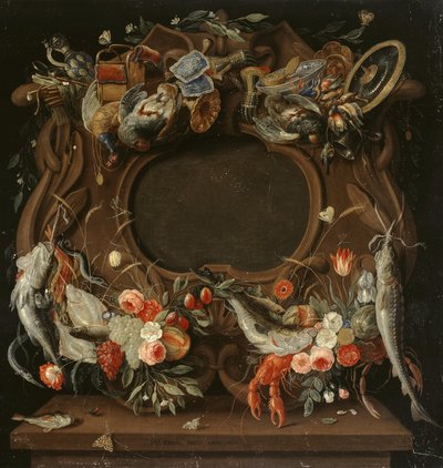 Rama medalionu z alegorycznym przedstawieniem czterech żywiołów autorstwa Jan van Kessel the Elder