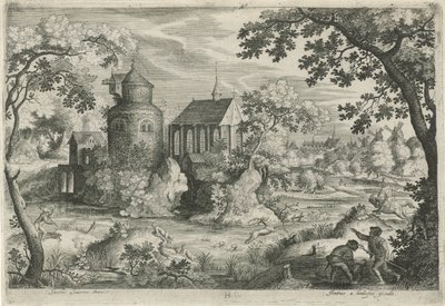 Polowanie na jelenie w kaplicy autorstwa Jan van Londerseel