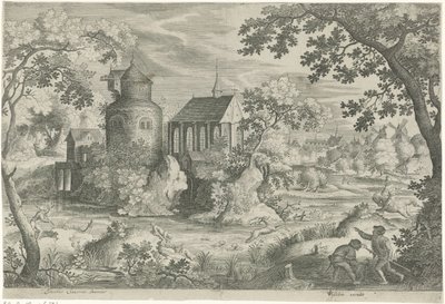 Polowanie na jelenie w kaplicy autorstwa Jan van Londerseel