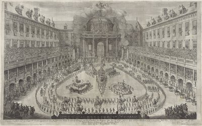Karuzela w Hofburgu w Wiedniu Balet na koniu z okazji ślubu cesarza Leopolda I i Małgorzaty Teresy z Hiszpanii (tytuł serialu) autorstwa Jan van Ossenbeeck