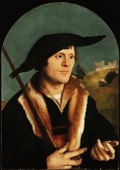 Pielgrzym, ok. 153040 (olej na łukowatej płycie masonitowej) autorstwa Jan van Scorel
