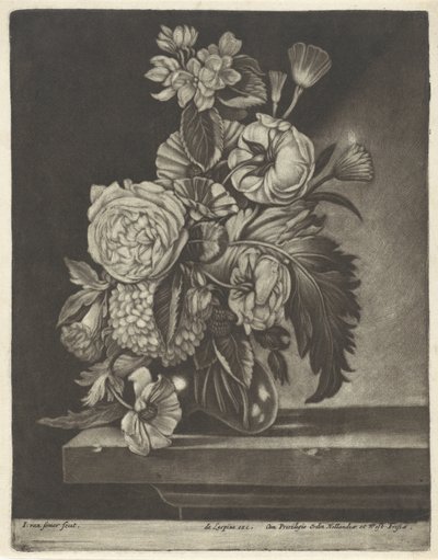 Kwiaty w szklanym wazonie autorstwa Jan van Somer