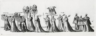 Cesarskie ramiona na procesji pogrzebowej cesarza Karola V, 1559 autorstwa Jan van and Doetechum Doetechum the elder