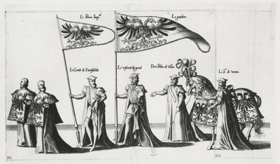 Chorągiew cesarska na procesji żałobnej cesarza Karola V autorstwa Jan van and Doetechum Lucas van and Bol Hans Doetechum the elder