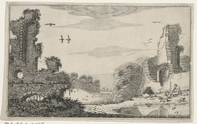 Herder bij een ruin Ruiny (tytuł serii) (tytuł serii) autorstwa Jan van de Velde (II)