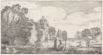 Mały Houtpoort w Haarlemie Zabawne pejzaże i zabawne wiersze (tytuł serii) autorstwa Jan van de Velde (II)