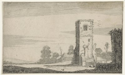 Ruïne van een toren w een landscape Ruiny (tytuł serii) (tytuł serii) autorstwa Jan van de Velde (II)