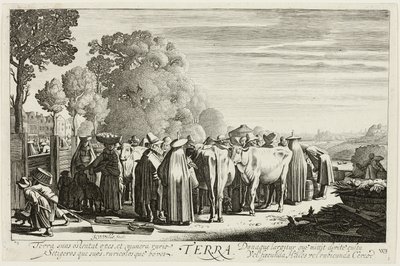 Ziemia, płytka pierwsza z Czterech żywiołów autorstwa Jan van de Velde II