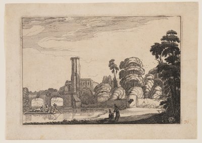Prom przed kamiennym mostem autorstwa Jan van de Velde II