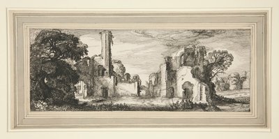 Krajobraz z zamkiem w ruinach autorstwa Jan van de Velde II