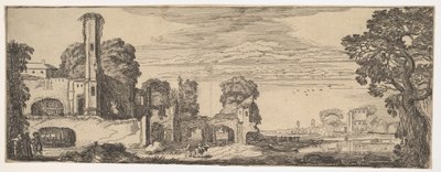 Pejzaż z ruinami zamku z pejzaży i ruin, ca. 1615. autorstwa Jan van de Velde II