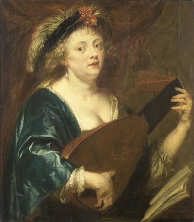 Francuski:  Femme jouant du luth Portret kobiety grającej na lutni autorstwa Jan van den Hoecke