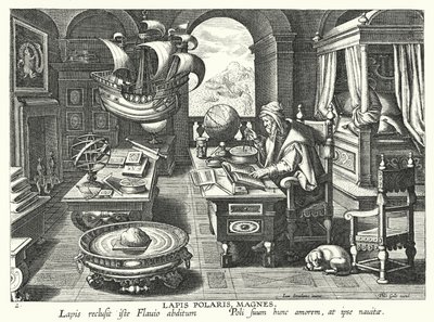 Lapis Polaris Magnes (grawerowanie) autorstwa Jan van der Straet