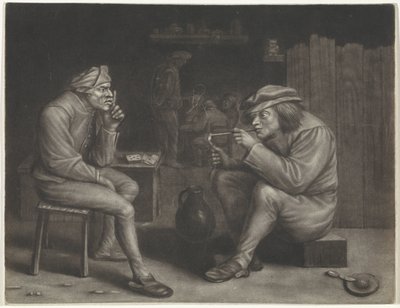 Scena pubu z mężczyzną zapalającym fajkę autorstwa Jan van der Bruggen