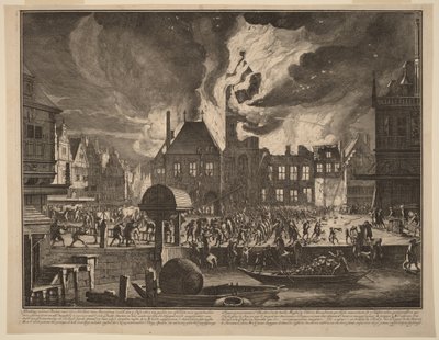 Pożar starego ratusza w Amsterdamie autorstwa Jan van der Heyden