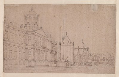 Plac Dam z nowym ratuszem autorstwa Jan van der Heyden