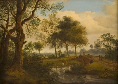 Krajobraz z kąpiącymi się autorstwa Jan van der Heyden
