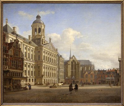 Tama z nowym ratuszem w Amsterdamie autorstwa Jan van der Heyden