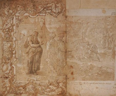 Rysunek do gobelinu z historią Ulissesa i Diomedesa autorstwa Jan van der Straet