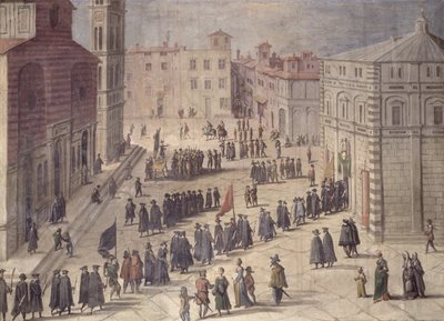 Święto Hołdów na Piazza del Duomo, Florencja, 1555 autorstwa Jan van der Straet