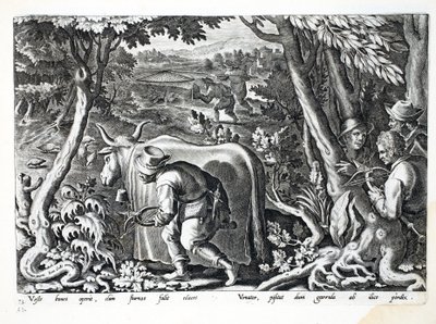 Polowanie na szpaki i kuropatwy, ilustracja z „Venationes, Ferarum, Avium, Piscium” (O polowaniach: dzikie zwierzęta, ptaki, ryby), sztych. Jan Collaert (1566-1628), wyd. przez Phillipusa Gallaeusa, A autorstwa Jan van der Straet