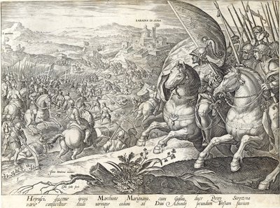 Bitwa pod Labadia si Sena i St. Abonda, tablica 3 z „Historii Medyceuszy”, sztychowana przez Philipa Galle (1537-1612), ok. 1583 autorstwa Jan van der Straet