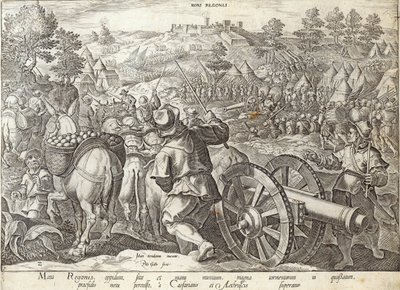 Bitwa pod Mons Regionis, tablica z "Historii Medyceuszy", wyryta przez Philipa Galle