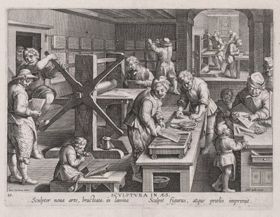 Rzeźba w Aes, warsztat grawera autorstwa Jan van der Straet, called Johannes Stradanus