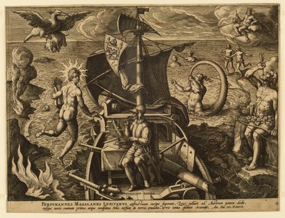 Ferdynand Magellan z Portugalii, płyta 4 z "America Retection" autorstwa Jan van der Straet, called Stradanus