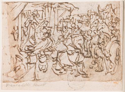 Strona szkicownika; Adoracja Trzech Króli; Św. Krzysztof i Dzieciątko Jezus autorstwa Jan van der Straet, called Stradanus