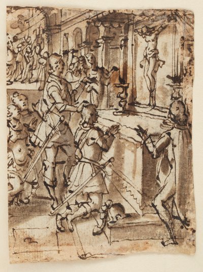 Św. Giovanni Gualberto i Cudowny Krucyfiks autorstwa Jan van der Straet, called Stradanus