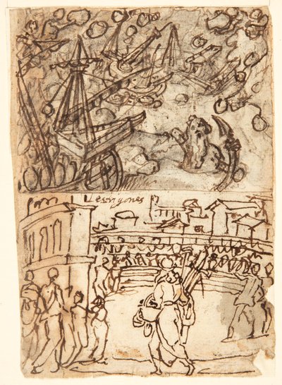 Strona szkicownika z cyklopem autorstwa Jan van der Straet, called Stradanus