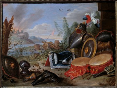 Trofeum broni. Obraz Jana I Kessela Stary (1626-1679) Ec. Bujda. autorstwa Jan van the Elder Kessel