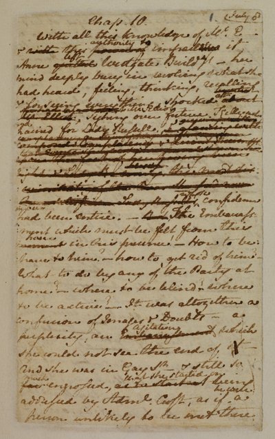 MS EG 3038 F.1 z rozdziału 10 „Perswazja” autorstwa Jane Austen