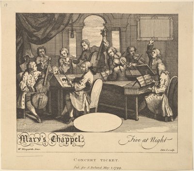 Bilet na koncert - Kaplica Maryi, Piąta w nocy, 1 maja 1799. autorstwa Jane Ireland