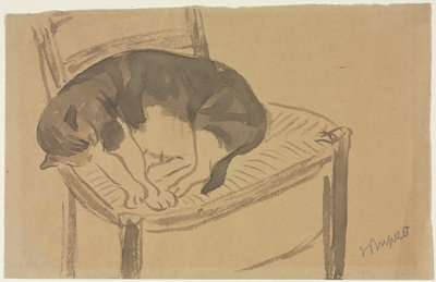 Śpiący kot recto Tułów nagiej kobiety verso, pierwsza trzecia 1900. autorstwa Jane Poupelet