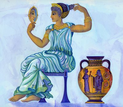 Starożytna Greczynka, 2002 (atrament i gwasz) autorstwa Jane Tattersfield