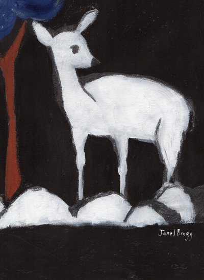 Jeleń z Washington Park II, ok. 2017 (węgiel, gesso i kazeina na papierze) autorstwa Janel Bragg