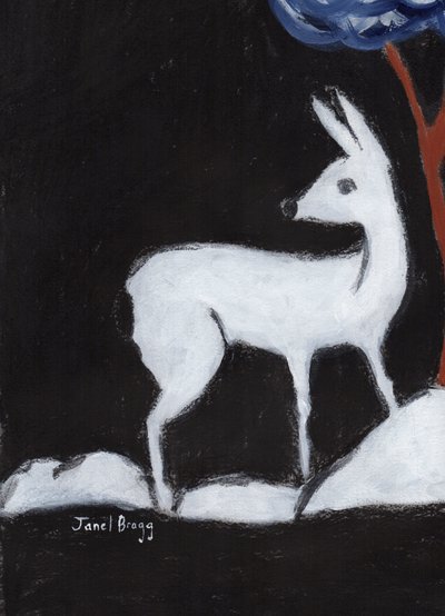 Jeleń z Washington Park, ok. 2017 (węgiel, gesso i kazeina na papierze) autorstwa Janel Bragg