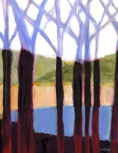 Holiday Hideaway in Lavender I, ok. 2023 (tusz sumi, akwarela i kazeina na papierze) autorstwa Janel Bragg