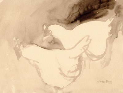 Schuh Farm Chickens, ok. 2019 (tusz na papierze) autorstwa Janel Bragg