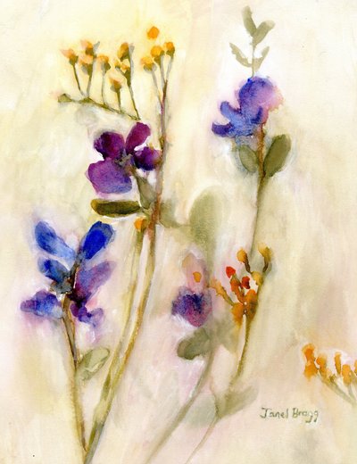 Sweet Pea Floral for Cierra, ok. 2020 (akwarela na papierze) autorstwa Janel Bragg